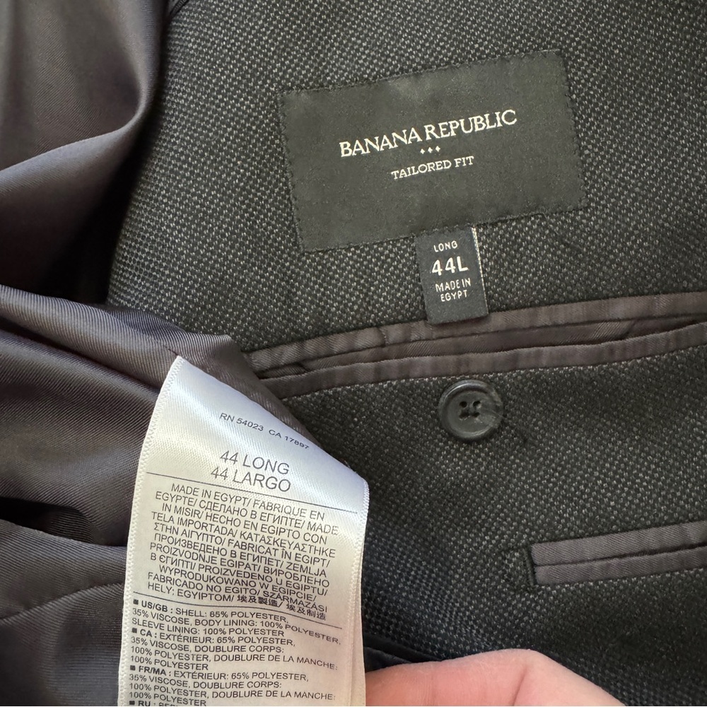 Banana Republic 44L Charcoal Gray Tailored Fit Blazer Sport Coat Jacket - Picture 6 of 6
